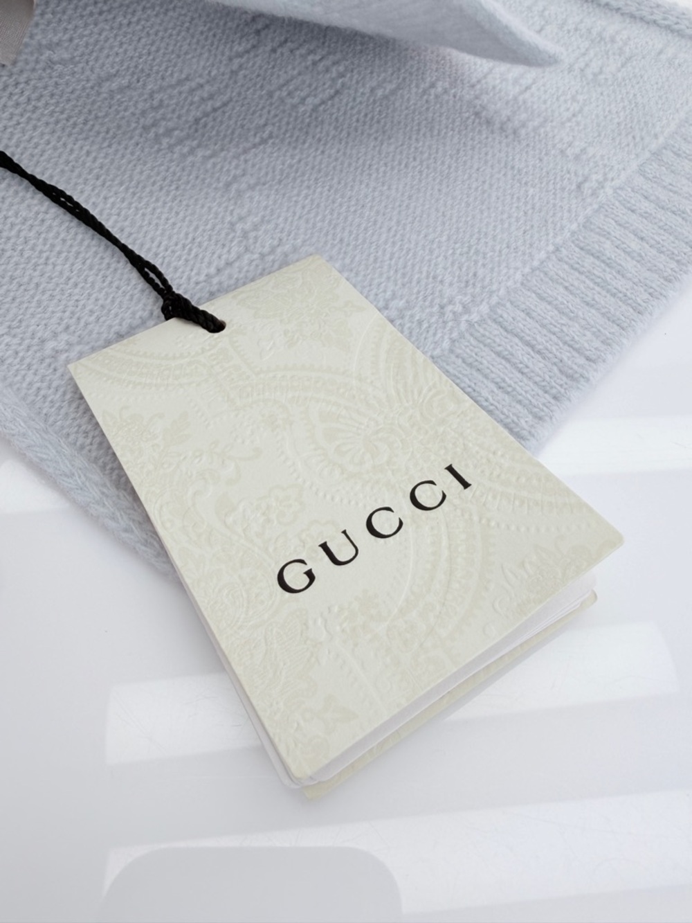 Gucci Baby Blue Gg Embossed Wool Scarf NWT - Picture 4 of 10